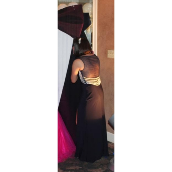 Simple Elegant Navy Blue Caché Floor Length Dress - Picture 8 of 8